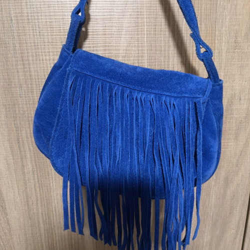 Women's crossbody bag with fringes like new, blue