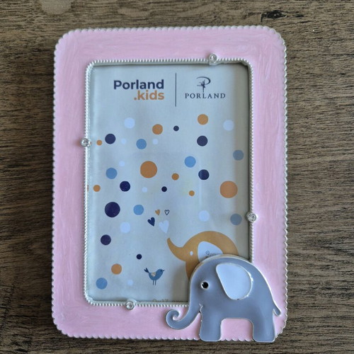Photo frame with elephant pink enamel and rhinestones 9×13 new