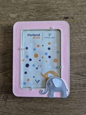 Photo frame with elephant pink enamel and rhinestones 9×13 new