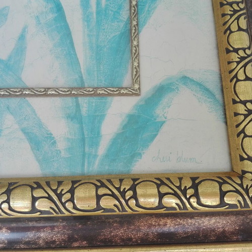 Cheri Blum botanical painting used with vintage frame