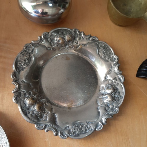 Vintage metalware set used, bronze and silver plated