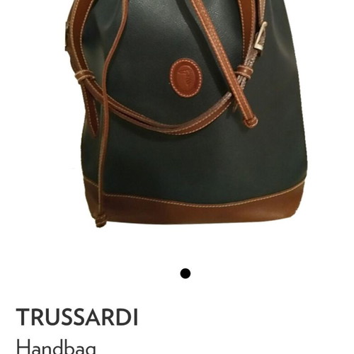 Trussardi shoulder and crossbody bag used black with brown leather details