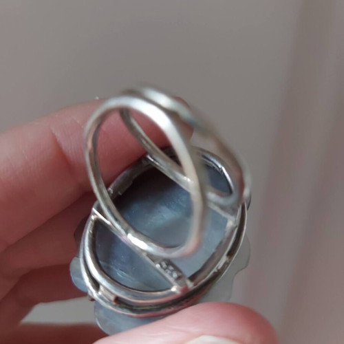 Ring with coral large flower silver new