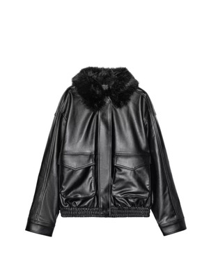 Zara jacket with removable fur collar, black, size M