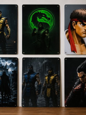 Mortal Kombat Street Fighter Tekken wall signs set of 6 new 30x20 cm