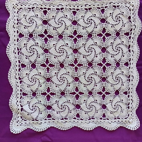 Handmade square lace embroideries set of 5, like new