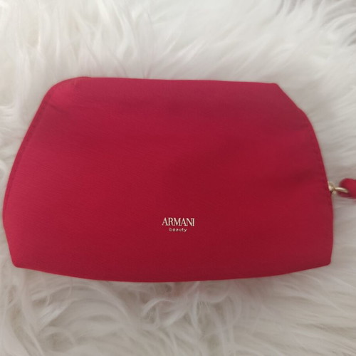 Armani Beauty red cosmetic pouch