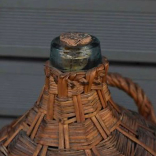 Old wicker demijohn used, dimensions 65x35