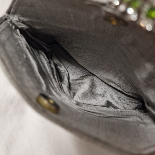 Zara silk and stone handbag used, silver multicolor