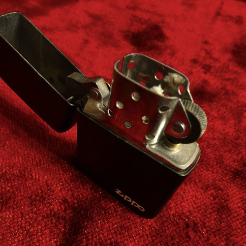 Zippo lighter black matte used with white logo