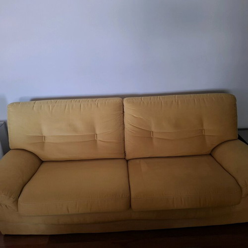 Living room sofas like new, 2 Italian origin, suede fabric