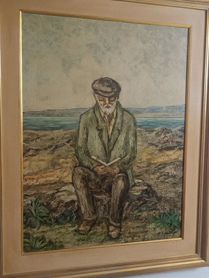 Painting of a man sitting, like new