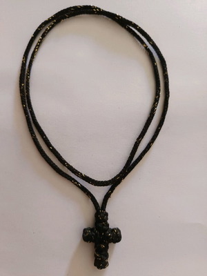 Knitted cross handmade black and gold new