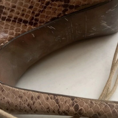 Zara sandals used, brown croco pattern, 12 cm heel, size 36