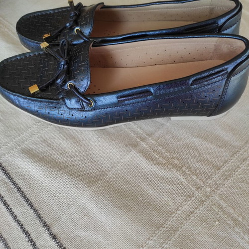 Capri III leather women's moccasins navy blue new