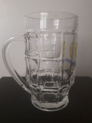Lowenbrau 0.5 beer mug used, worn logo