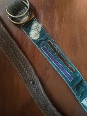 Patchwork fabric belt like new, multicolor, 110cm