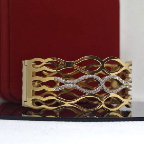 Sterling Silver 925 Gold Plated Statement Cuff Bracelet 49.3g