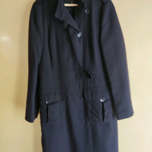 Mango long slim coat navy blue size L like new