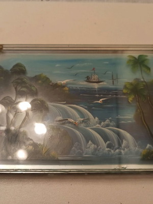 Glass frame hand painted like new, layered design