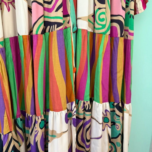 Dorina Savva long dress with stripes and boho patterns like new