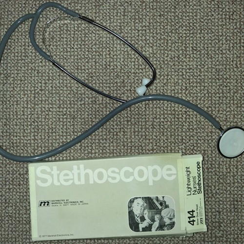 Vintage Marshal 414 stethoscope used, silver dual head