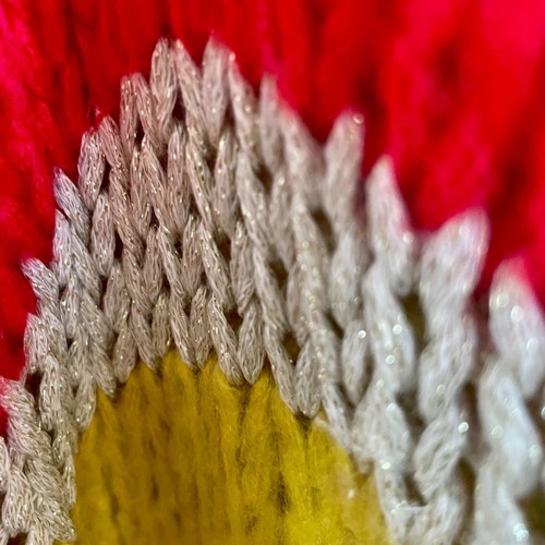 Knitted multicolor sweater one size made of soft yarn
