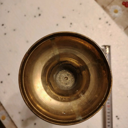 Antique Engraved Brass Vase Restored