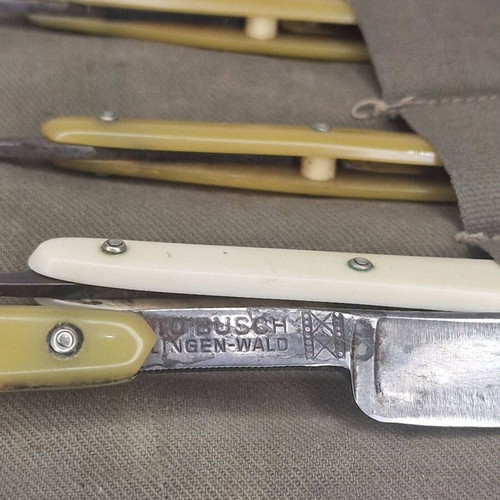 Solingen razor collection used, 6 pieces with fabric case
