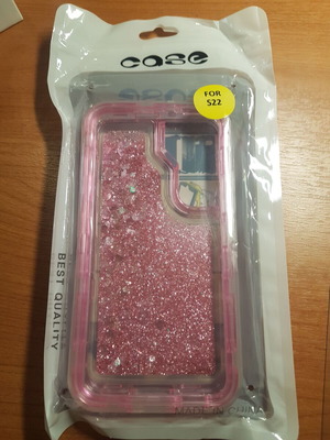 Samsung S22 phone case with water and glitter new