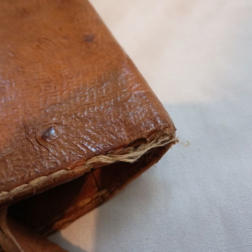 Vintage Ostrich Leather Shoulder Bag, Genuine Embossed Skin, Brown