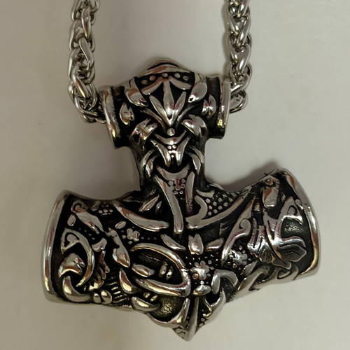 Viking War Hammer Pendant 316L Stainless Steel with 60 cm Chain, New