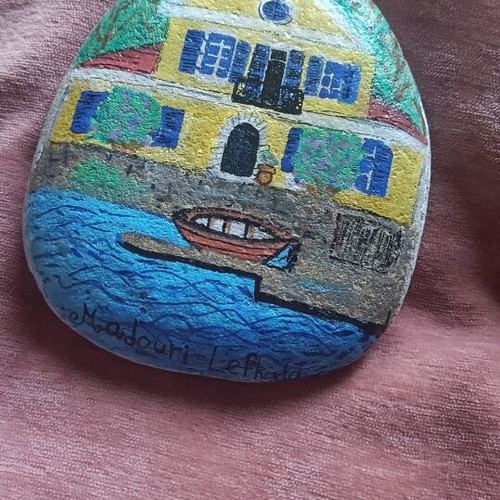Painted stone new with acrylic colors from Lefkada