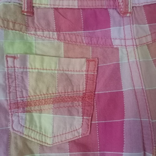 Baby summer romper pink and yellow plaid, like new