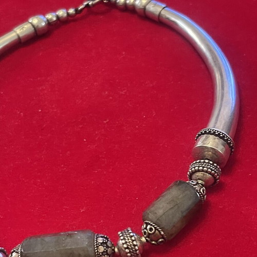 Silver 925 necklace with semi-precious stones vintage used