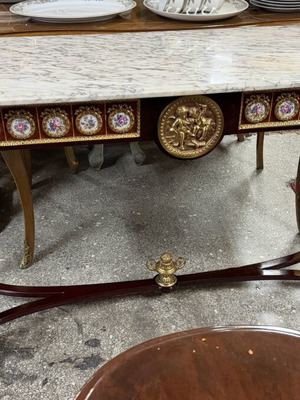 French console table with marble top like new, 133x43x81 cm