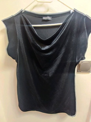 Velvet blouse with draped front like new, size M