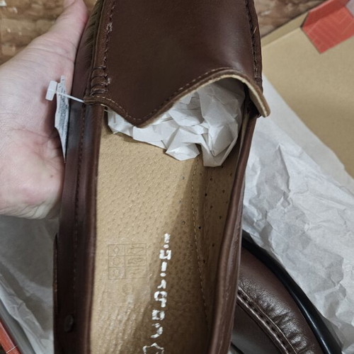 Cabrini men's leather moccasins new, dark brown, size 43