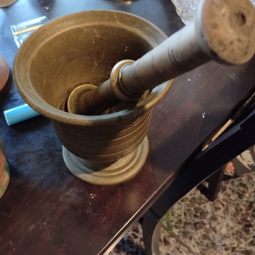 Collectible bronze mortar and pestle 1931 used, heavy ~3kg