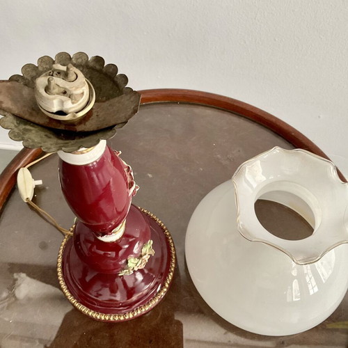 Vintage table lamp used, neoclassical Hollywood Regency style, porcelain
