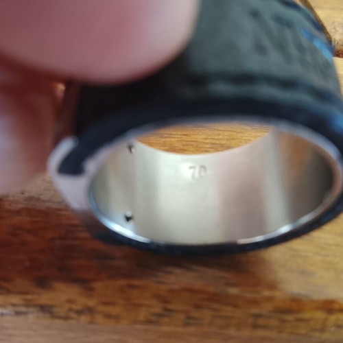 Dyrberg Kern ring like new, black metal and leather