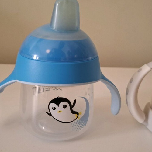 Baby water cups used 150ml with nipples and protective caps