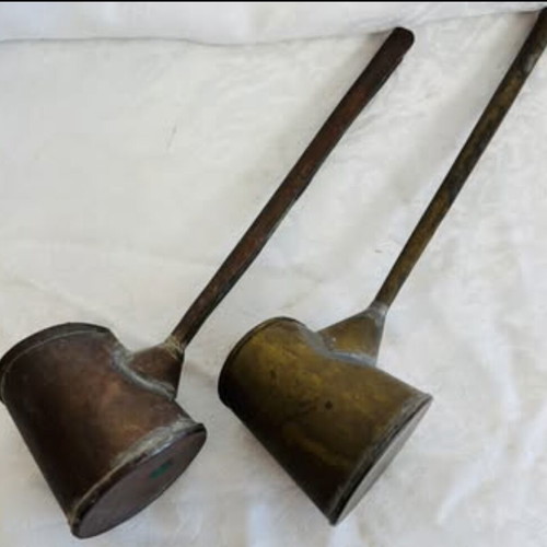Cypriot Brass Briki for Ouzaki Coffee Used, Set of 2