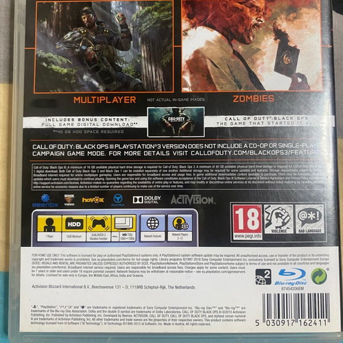 Call of Duty Black Ops III for PlayStation 3 like new