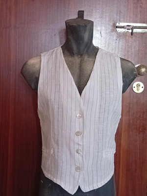 Celestino Unisex Linen Vest New, White, One Size
