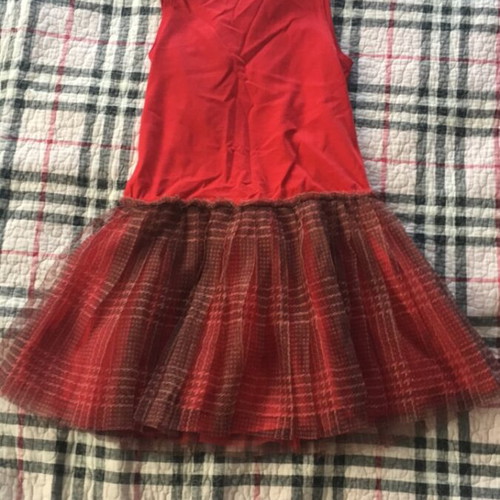 Mayoral dress for girls with tulle like new, brown and red, size 122 cm