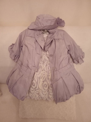 Baptism dress purple with hat and jacket for girl up to 2 years new