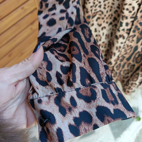 Leopard shirt without buttons with Mao collar size S/M new