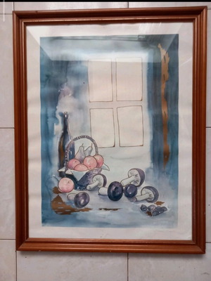 Wooden frame with glass 65x52cm used
