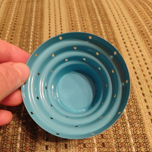Metal tealight holder, blue